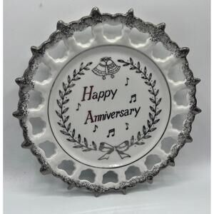 Vintage Norleans Japan “Happy Anniversary” Lace Edge Plate – Musical Bells